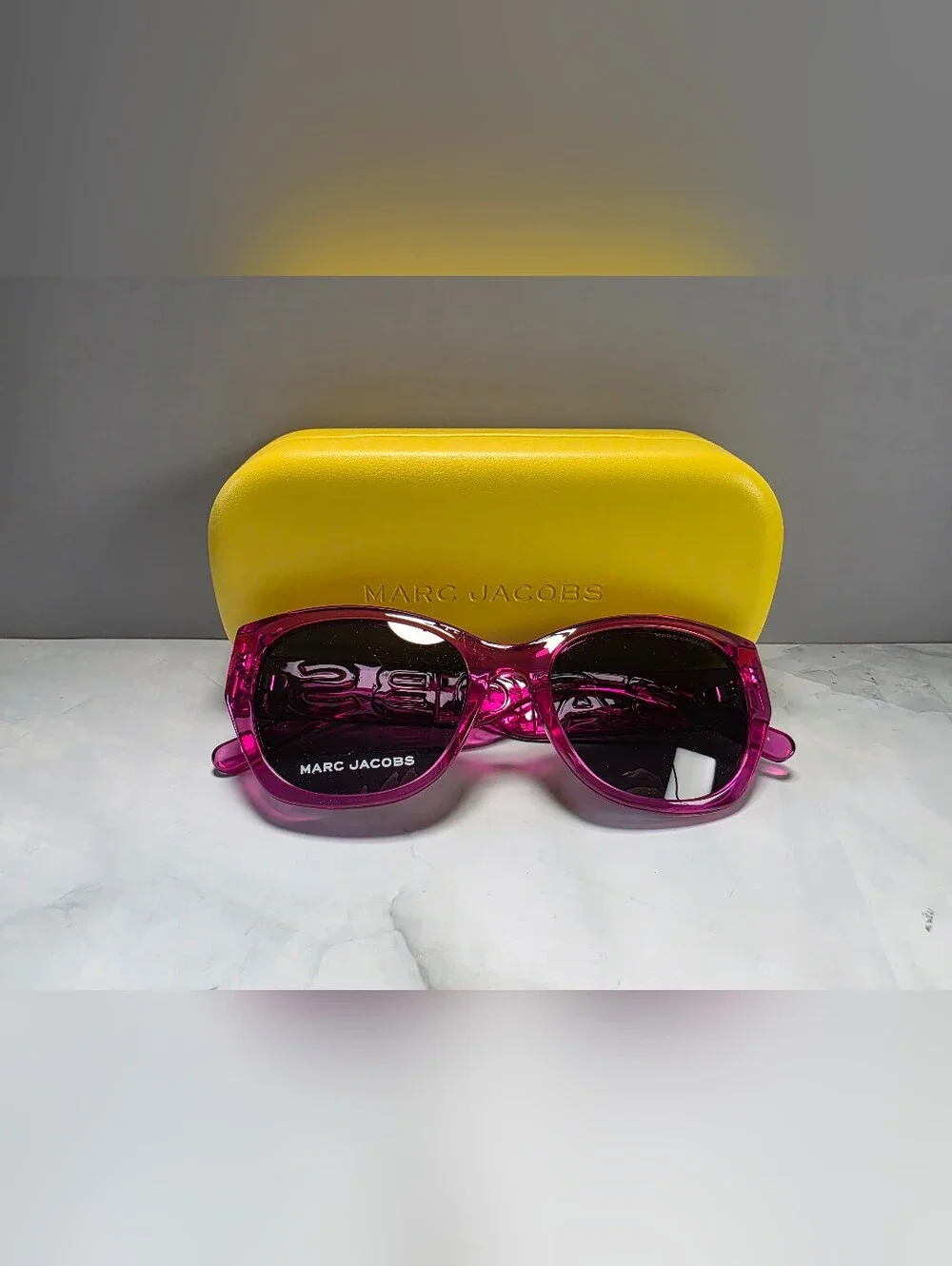 Marc Jacobs Pink Transparent Logo Sunglasses